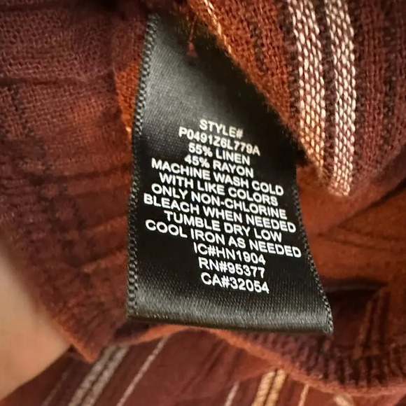 SANCTUARY ANTHROPOLOGIE XS Linen‎ Blend Burgundy Stripe Cropped Cargo Pant - Picture 6 of 6